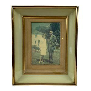 Art Deco Gold-Tone Metal Frame Shadow Box Red Back Easel Stand 50s Couple